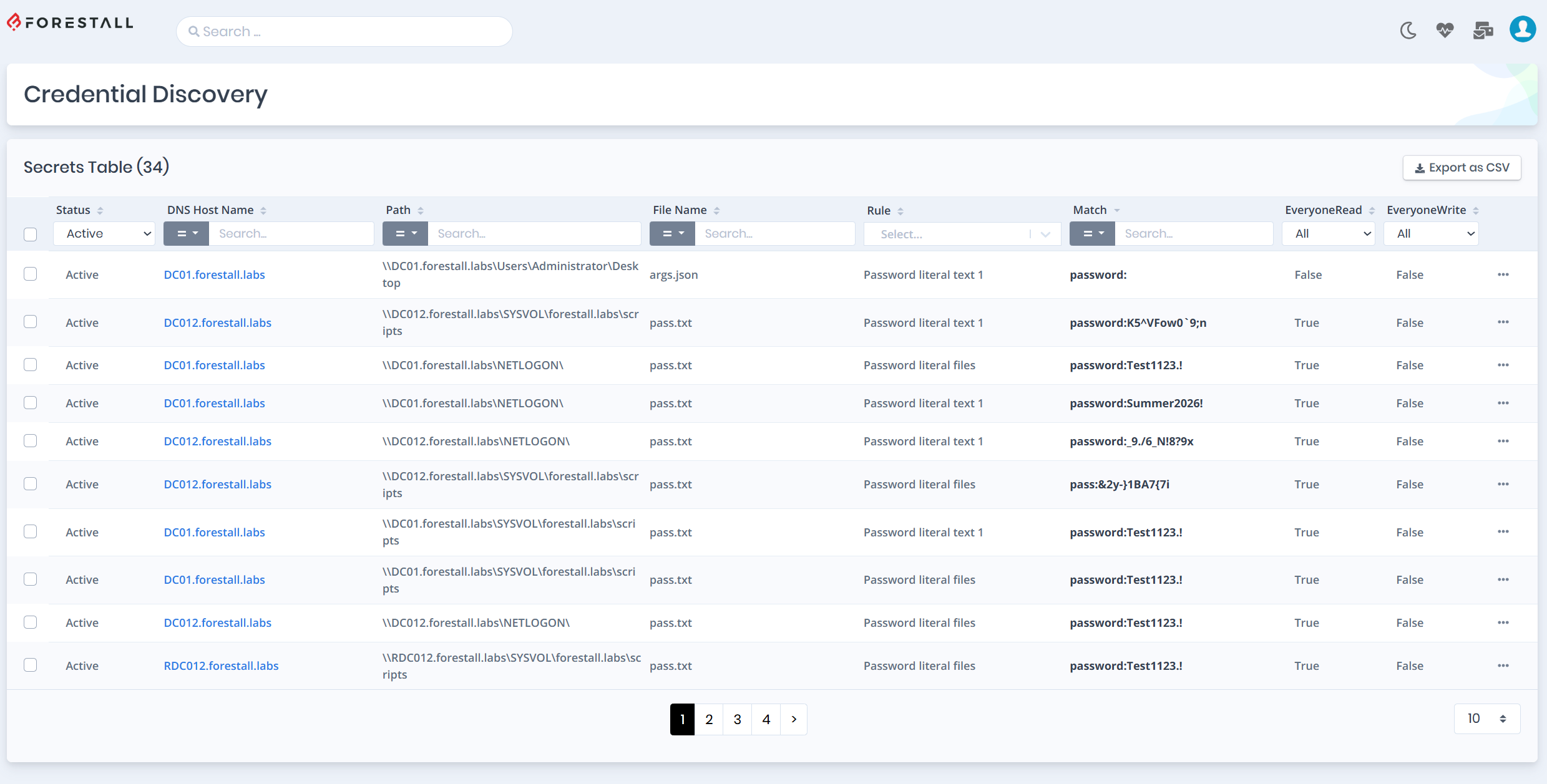 Detected Secrets Inventory